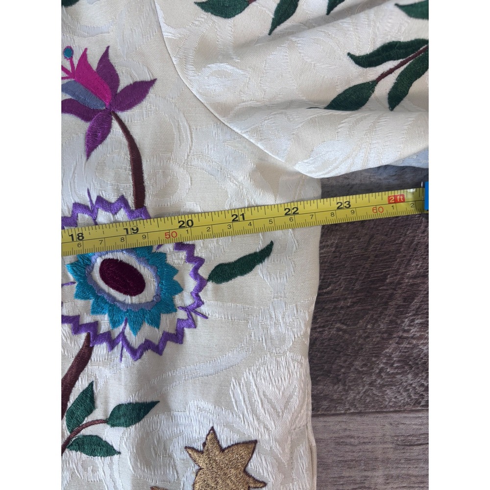 Daniel K Embroidered Jacket Womens Large Cream Floral Boho Cropped Vintage Y2K - Picture 7 of 9